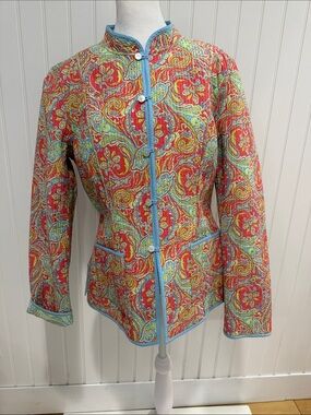 Vintage J McLaughlin Women's Multicolor Quilted Paisley Reversible Jacket